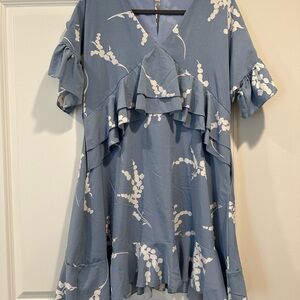Blue Floral Ruffle Women's Dress (New Without Tags - Never Worn)